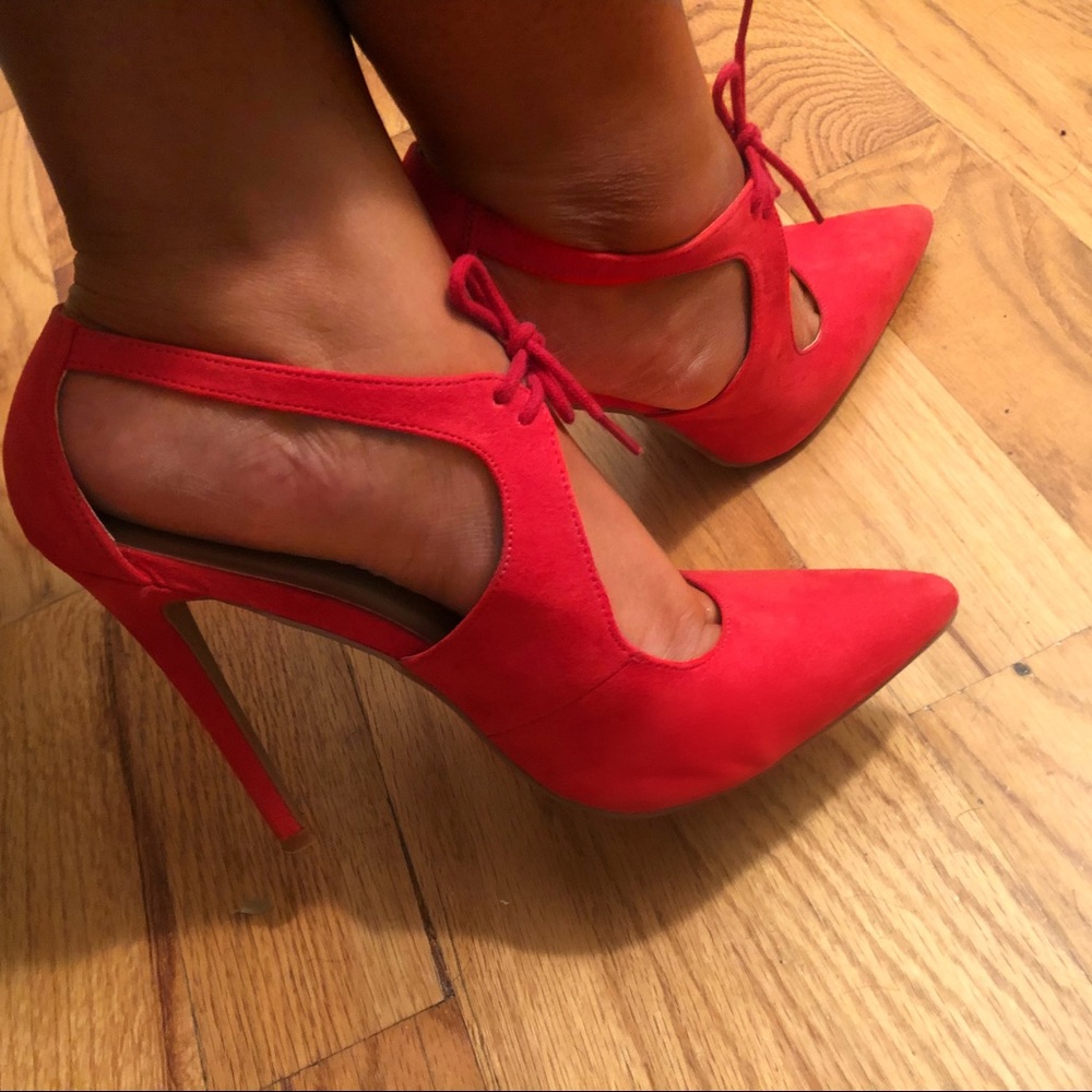 Red Lace Up Heels